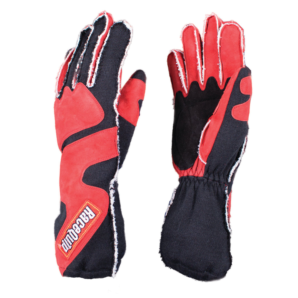 Racequip 2 Layer Nomex Outseam Race Gloves SFI 3.3/5 Red & Black X-Large