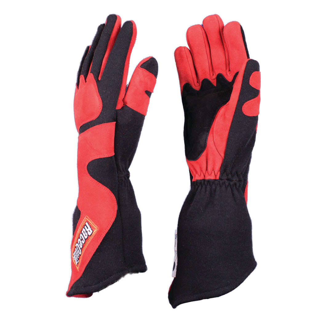 Racequip 2 Layer Nomex Long Gauntlet Race Gloves SFI 3.3/5 Red & Black Large