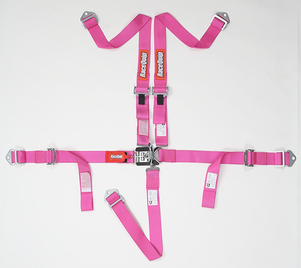 Racequip 709089 Pink Youth Latch & Link 5 Point Seat Belt SFI 16.2