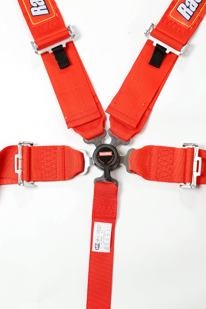 Racequip Red SFI 16.1 Camlock 5 Point Auto Racing Seat Belt Set Pull-Down Lap