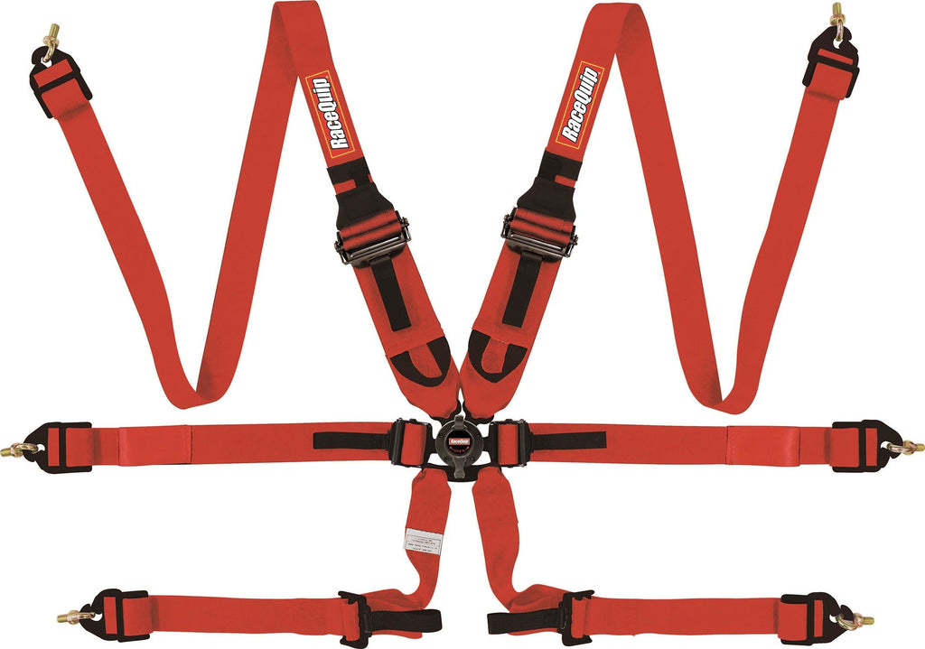 Racequip Red FIA 8853-2016 6 Pt Camlock HANS Pull-Down 2" Lap Seat Belt Set