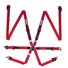 Load image into Gallery viewer, RaceQuip FIA 6 Point Camlock Harness Set Red 2 in. Lap and 2 in. Shoulders