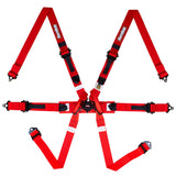 RaceQuip FIA 6 Point Camlock Harness Set Red 2 in. Lap and 2 in. Shoulders