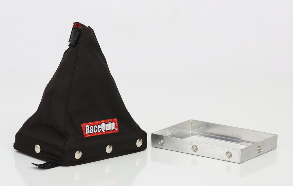 Racequip Black Fire-Retardant Shifter Boot w Mounting Base Plate Med Height