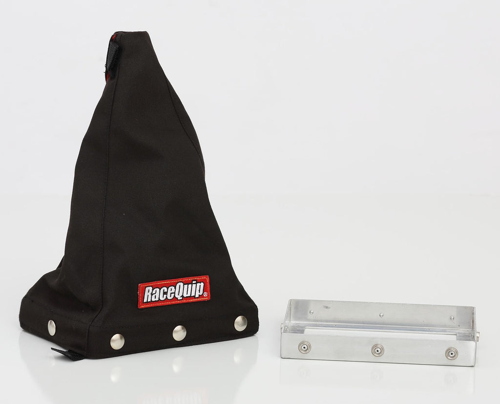 Racequip Black Fire-Retardant Shifter Boot w Mounting Base Plate Tall Height