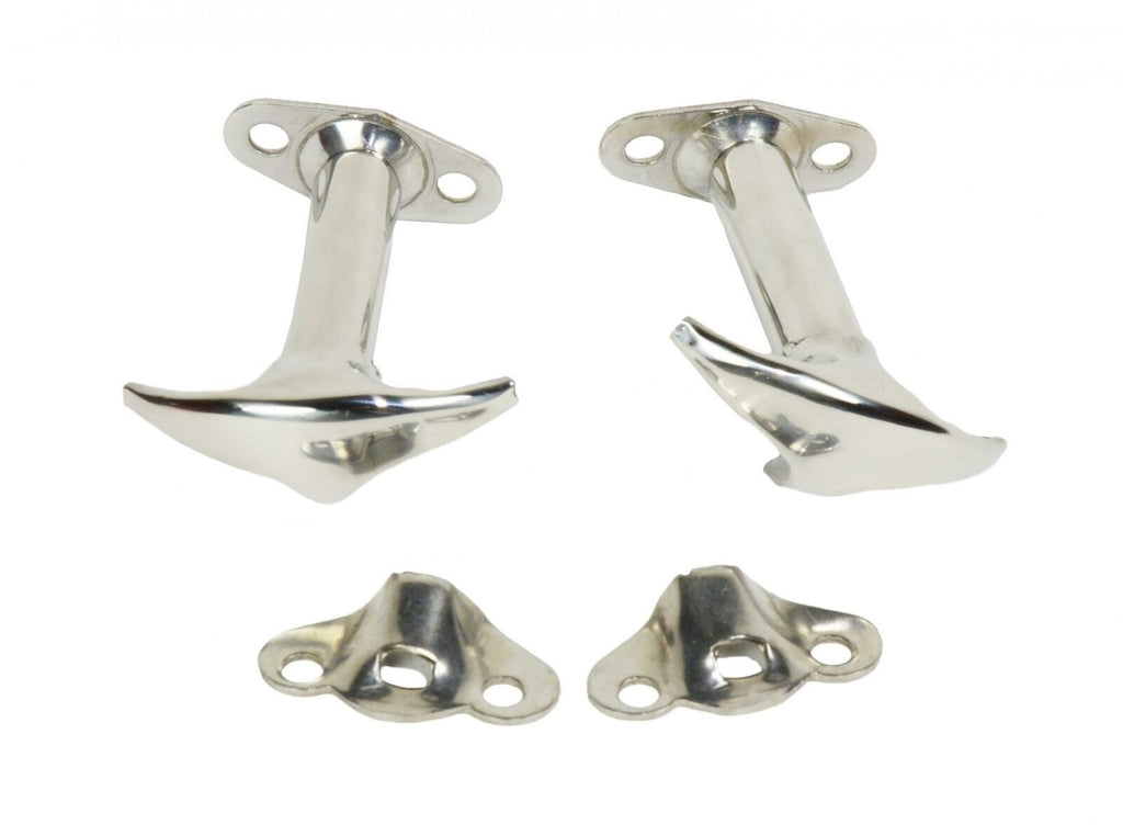 Kentrol 30401 Polished Silver Hood Catch Pair 55-95 CJ and Wrangler YJ