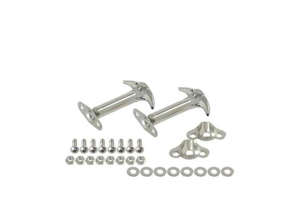 Kentrol 30401 Polished Silver Hood Catch Pair 55-95 CJ and Wrangler YJ