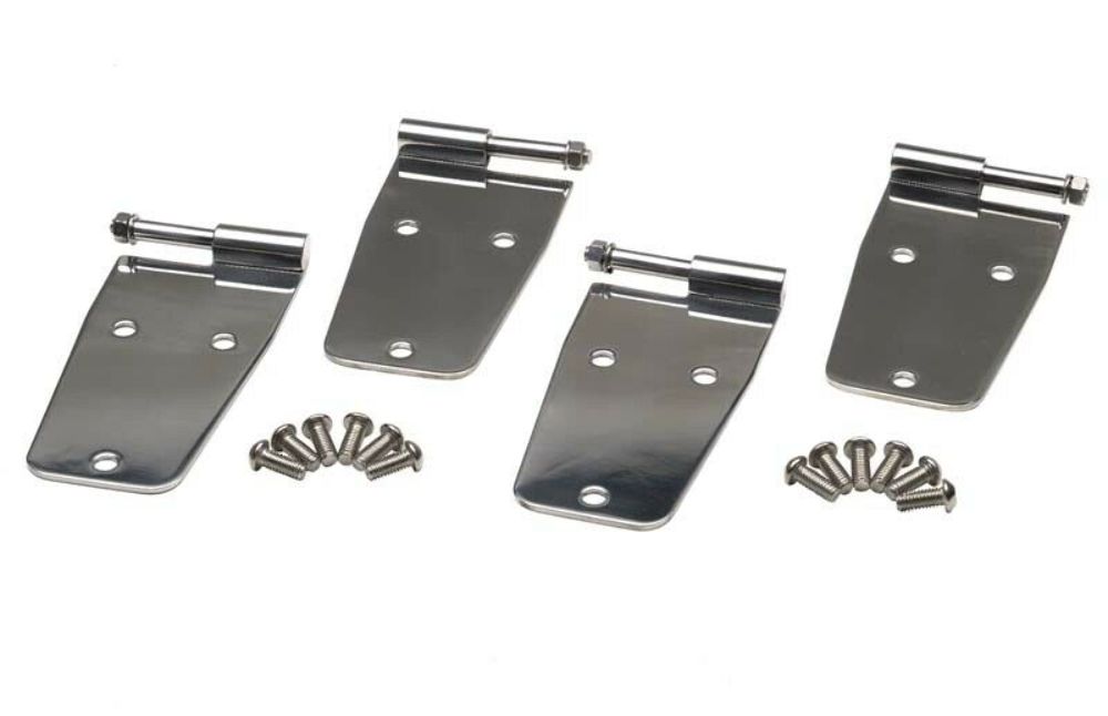 Kentrol 30474 Polished Hardtop Door Hinge Set 4 Pc 76-93 CJ Wrangler YJ