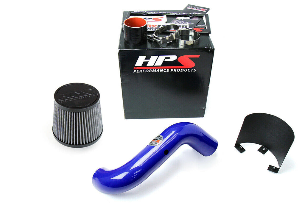 HPS 827-121BL Blue Shortram Air Intake Kit + Heat Shield Cool Short Ram SRI