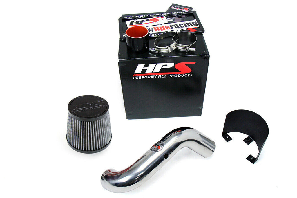 HPS 827-121P Polish Shortram Air Intake Kit + Heat Shield Cool Short Ram SRI