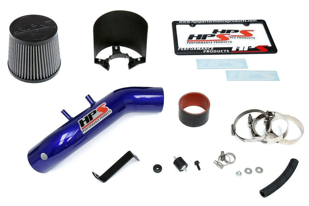 HPS 827-122BL Blue Shortram Air Intake Kit + Heat Shield Cool Short Ram SRI