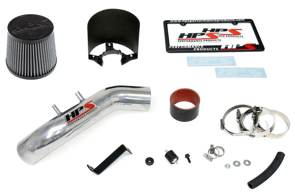 HPS 827-122P Polish Shortram Air Intake Kit + Heat Shield Cool Short Ram SRI