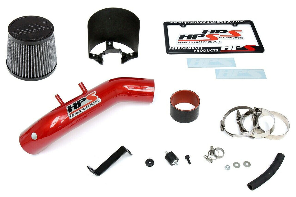 HPS 827-122R Red Shortram Air Intake Kit + Heat Shield Cool Short Ram SRI