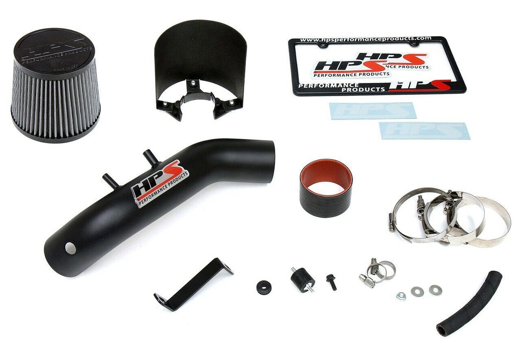 HPS 827-122WB Black Shortram Air Intake Kit + Heat Shield Cool Short Ram SRI