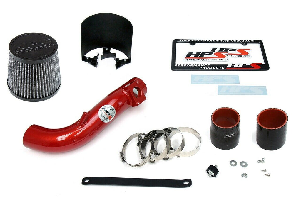 HPS 827-162R Red Shortram Air Intake Kit + Heat Shield Cool Short Ram SRI