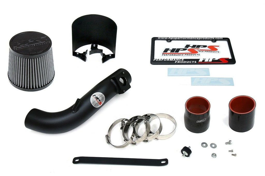 HPS 827-162WB Black Shortram Air Intake Kit + Heat Shield Cool Short Ram SRI