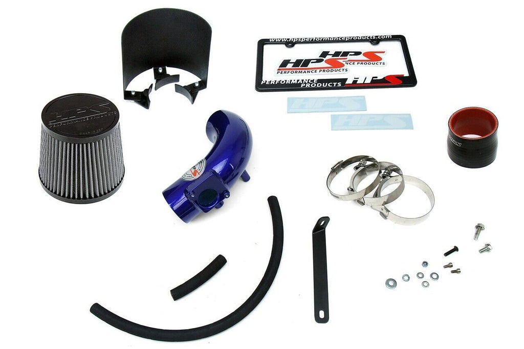 HPS 827-165BL Blue Shortram Air Intake Kit + Heat Shield Cool Short Ram SRI