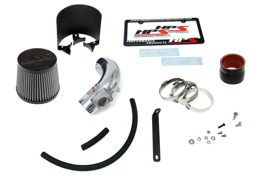 HPS 827-165P Polish Shortram Air Intake Kit + Heat Shield Cool Short Ram SRI