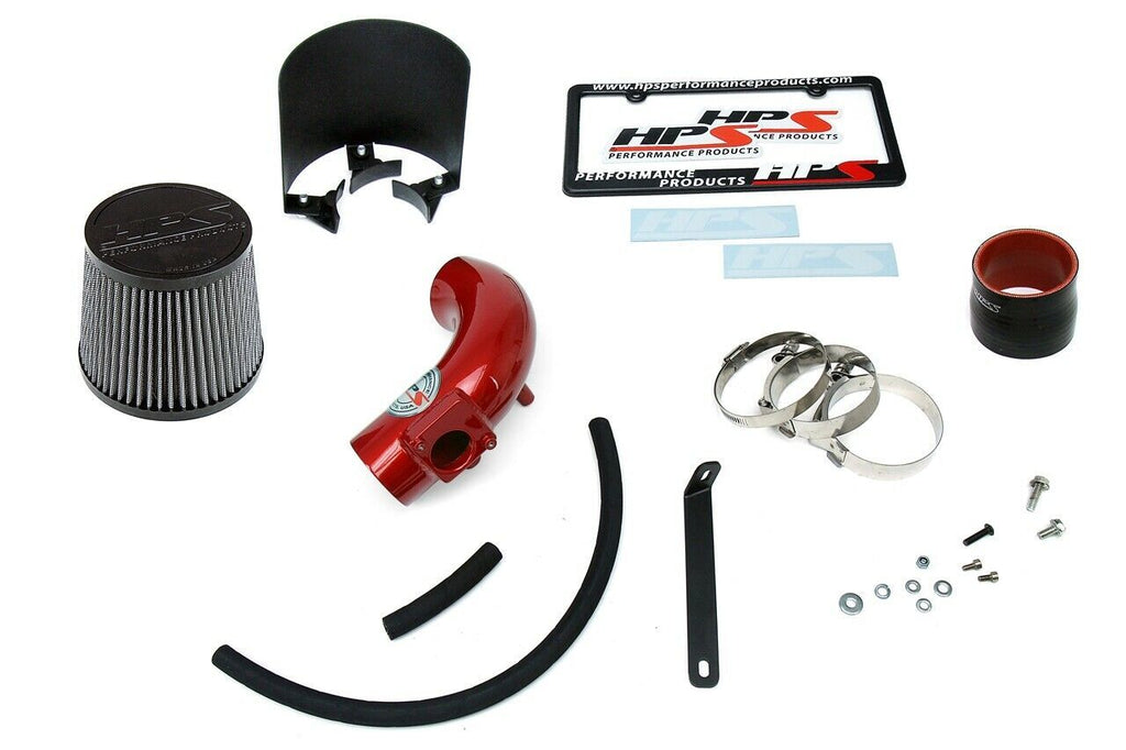 HPS 827-165R Red Shortram Air Intake Kit + Heat Shield Cool Short Ram SRI