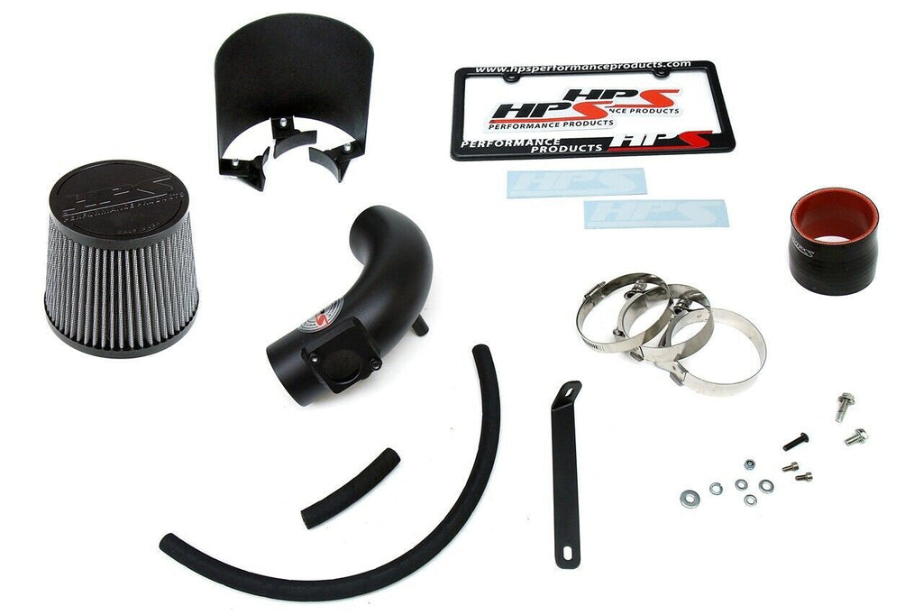 HPS 827-165WB Black Shortram Air Intake Kit + Heat Shield Cool Short Ram SRI