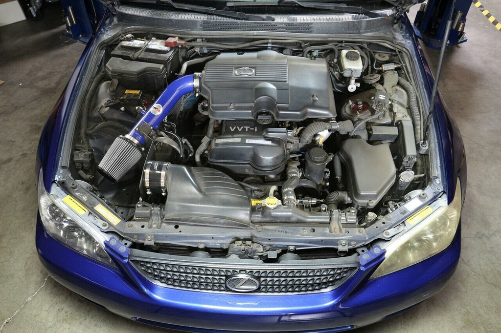 HPS 827-590BL Blue Short Ram Air Intake Kit + Heat Shield Shortram Cool SRI