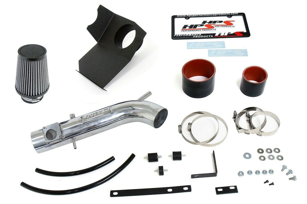 HPS 827-590P Polish Short Ram Air Intake Kit + Heat Shield Shortram Cool SRI