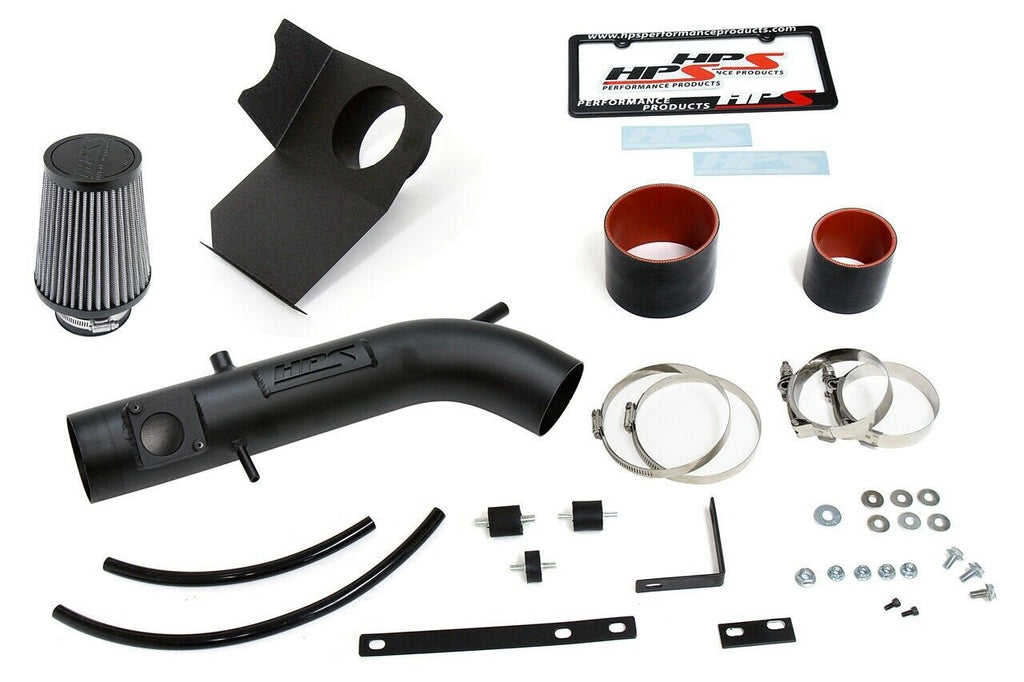 HPS 827-590WB Black Short Ram Air Intake Kit + Heat Shield Shortram Cool SRI