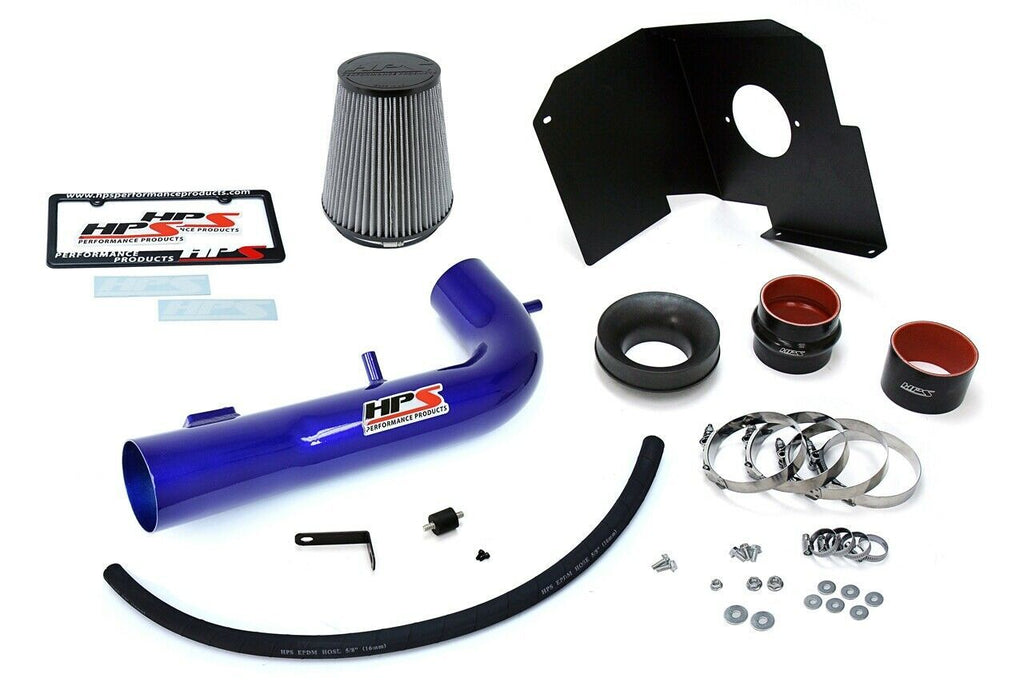 HPS 827-603BL Blue Cold Air Intake Kit Heat Shield Cool Ram 827-603BL-1