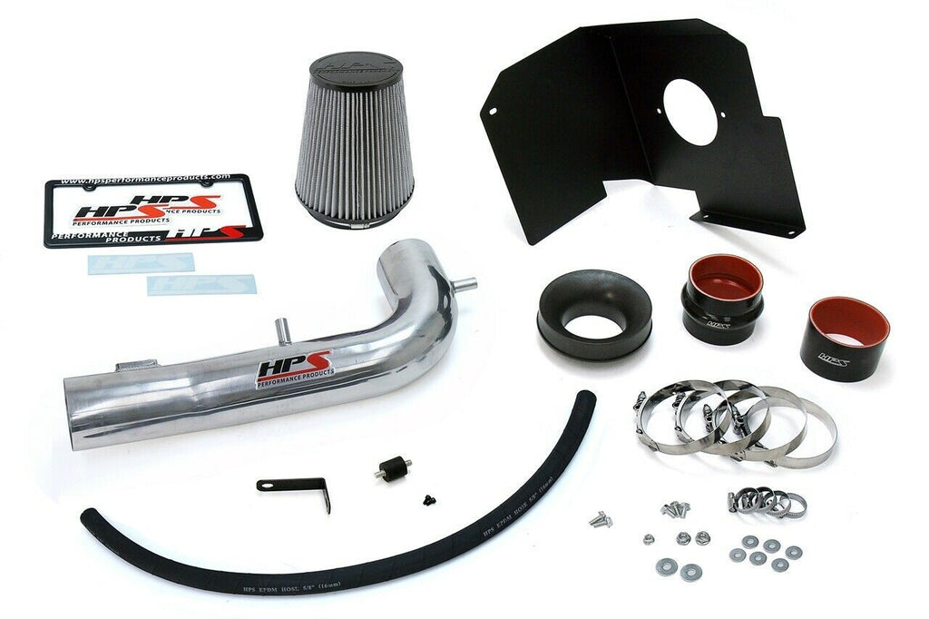 HPS 827-603P Polish Cold Air Intake Kit Heat Shield Cool Ram 827-603P-1