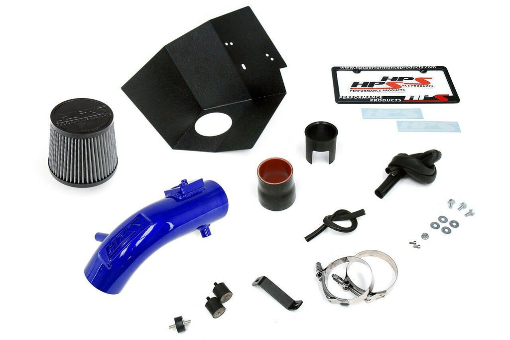 HPS 827-619BL Blue Shortram Air Intake Kit Heat Shield Cool Ram 827-619BL