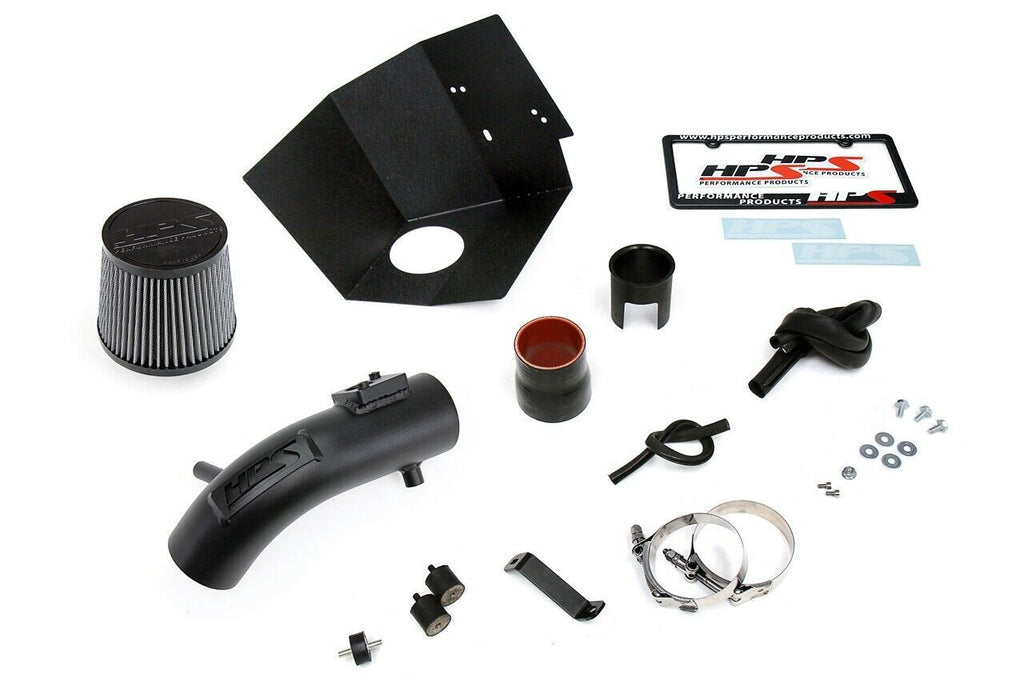 HPS 827-619WB Black Shortram Air Intake Kit Heat Shield Cool Ram 827-619WB