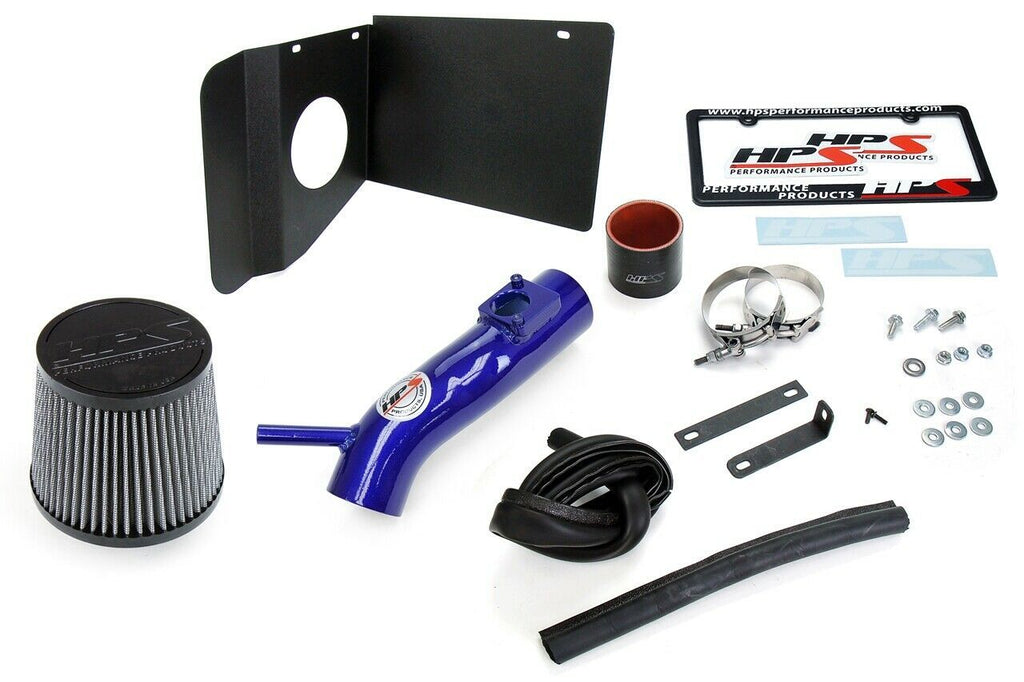 HPS 827-631BL Blue Shortram Air Intake Kit Heat Shield CHR Short Ram