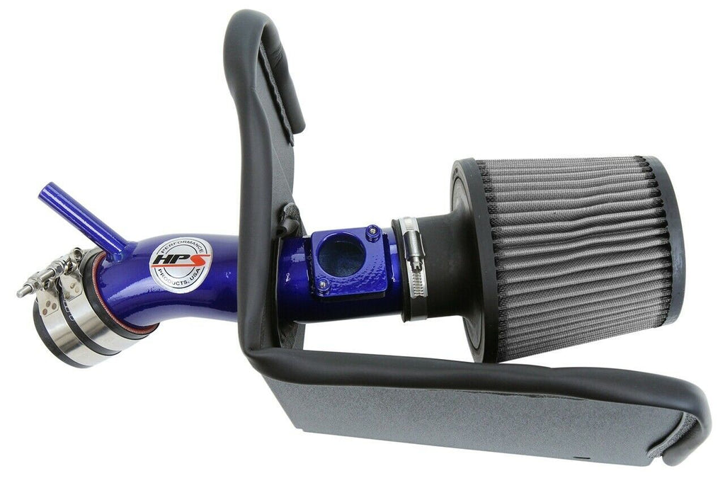 HPS 827-631BL Blue Shortram Air Intake Kit Heat Shield CHR Short Ram