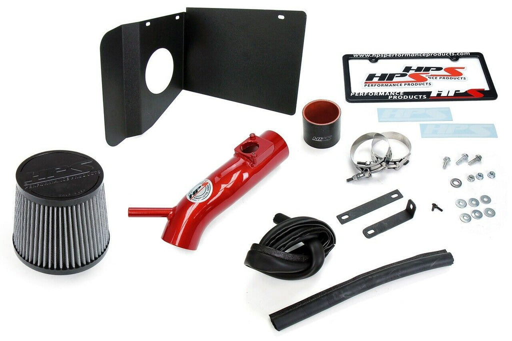 HPS 827-631R Red Shortram Air Intake Kit Heat Shield CHR Short Ram