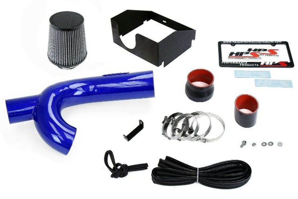 HPS 827-634BL Blue Cold Air Intake Kit Heat Shield Cool Ram 827-634BL-1