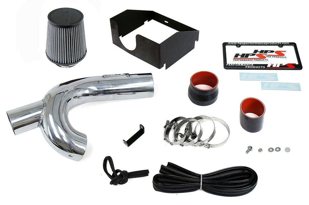 HPS 827-634P Polish Cold Air Intake Kit Heat Shield Cool Ram 827-634P-1