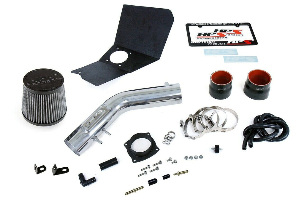 HPS 827-663P Polish Shortram Air Intake Kit Heat Shield Cool Ram