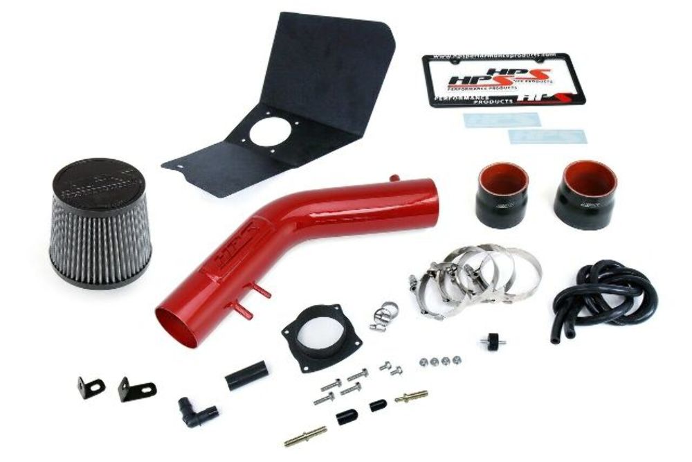 HPS 827-663R Red Shortram Air Intake Kit Heat Shield Cool Ram