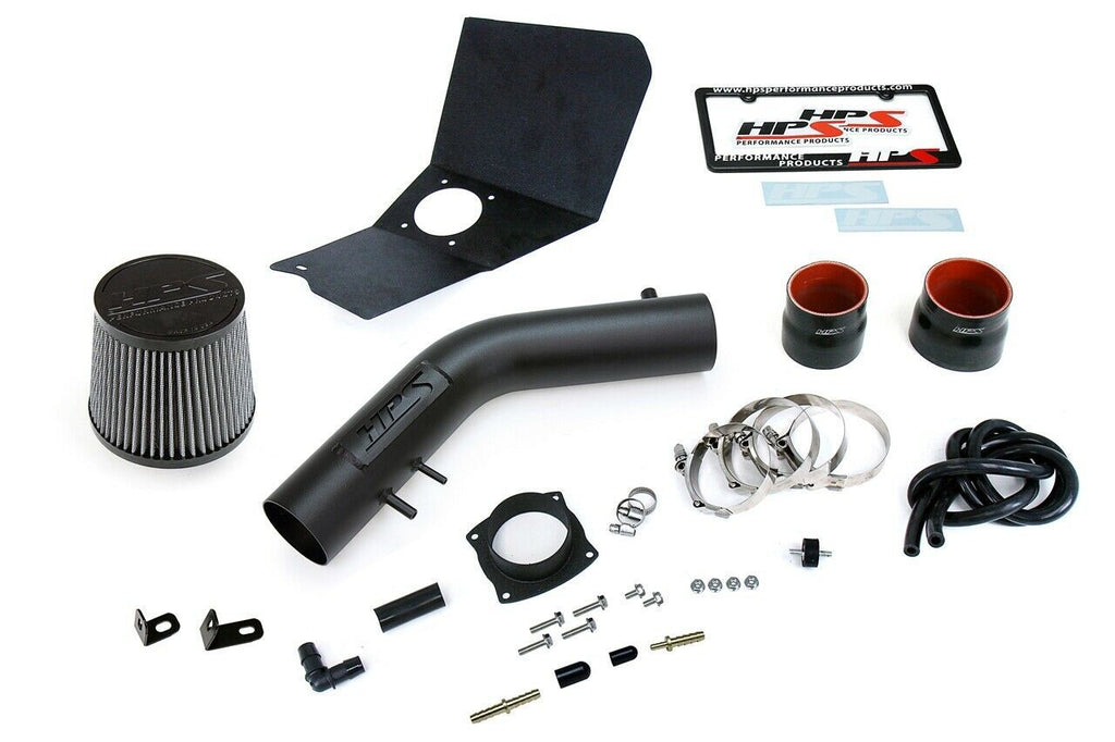 HPS 827-663WB Black Shortram Air Intake Kit Heat Shield Cool Ram