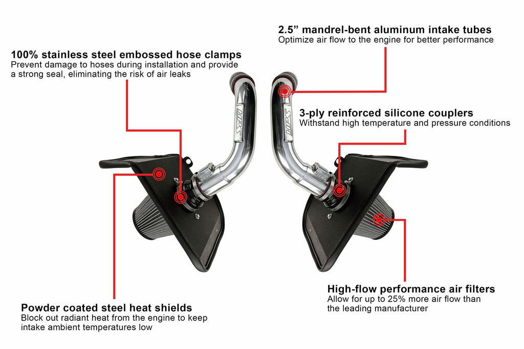 HPS 827-726P Performance Air Intake Aluminum Polished Cone