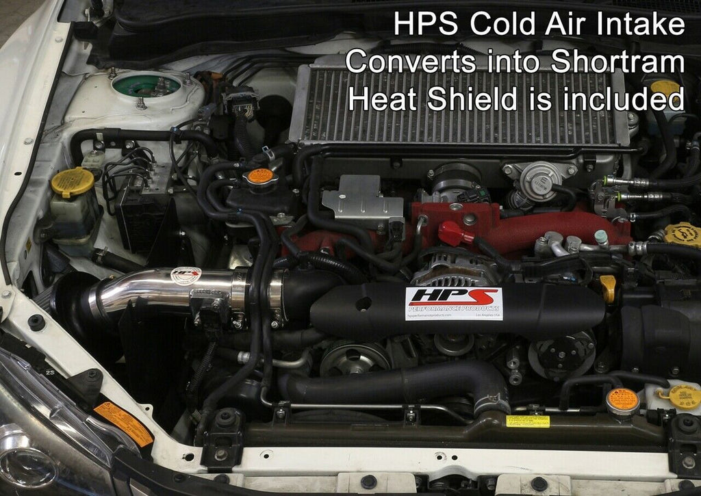 HPS 837-566P Polish Cold Air Intake Kit for 08-14 Subaru WRX 2.5L Turbo