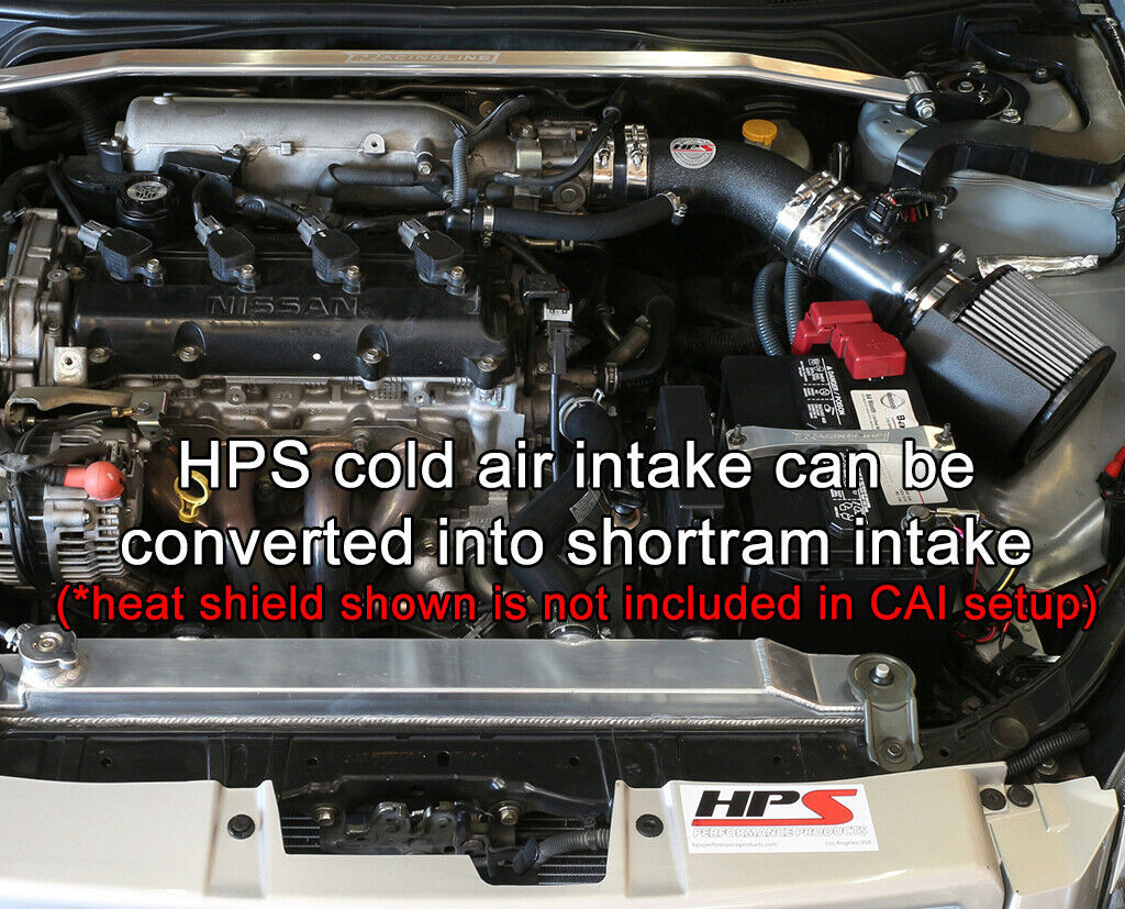 HPS 837-570WB Black Cold Air Intake Kit Cool Long Ram CAI (Converts to shortram)