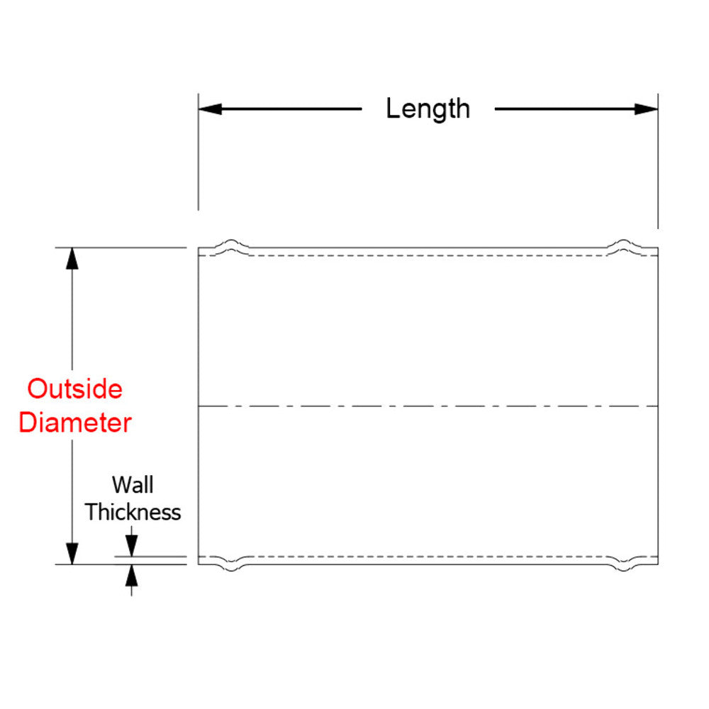 HPS 2.25" OD x 3" Long 6061 Aluminum Joiner Tube Piping with Bead Roll