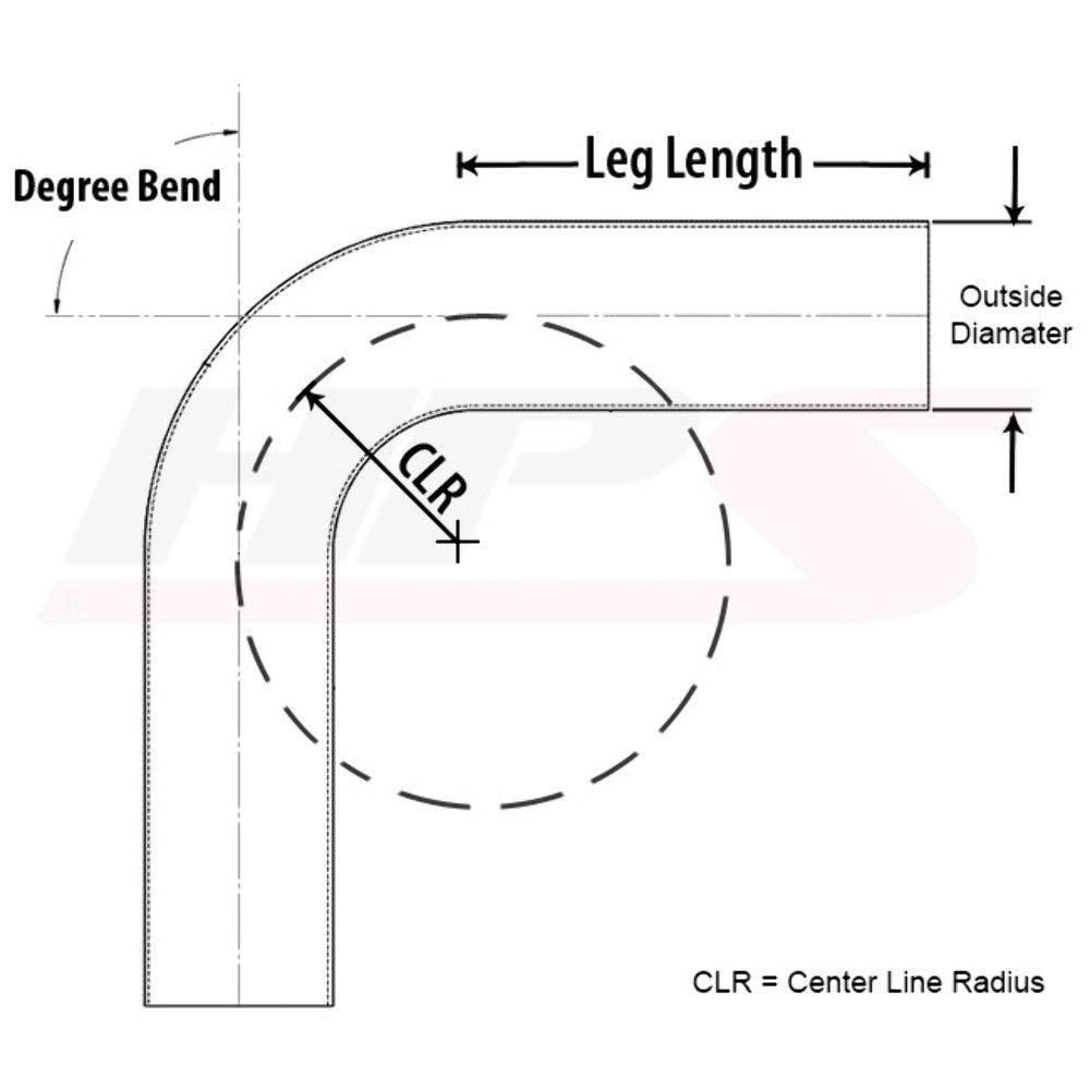 HPS 2" OD 100 Degree Bend 6061 Aluminum Elbow Pipe 16 Gauge w/ 2" CLR