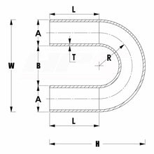 Load image into Gallery viewer, HPS 2.5&quot; OD 180 Degree U Bend 6061 Aluminum Elbow Pipe 16 Gauge w/ 3&quot; CLR