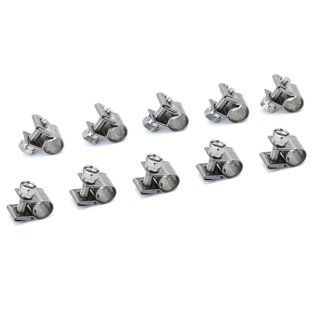 HPS Stainless Steel Fuel Injection Hose Clamps 10pc Pack 1/4" 5/16" (6mm-8mm)