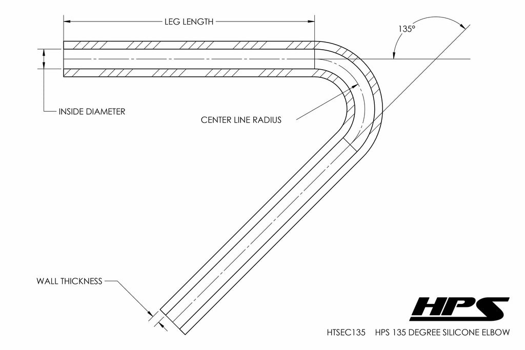 HPS HTSEC135-025-BLK Silicone Elbow - 135 Degree Black ID 0.25" 5"