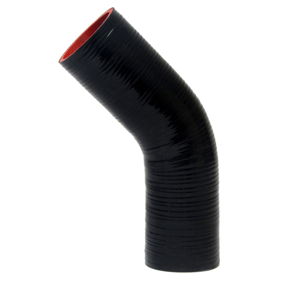 HPS HTSEC45-025 1/4" ID 2-1/2" 4-ply Black Silicone 45 Degree Elbow Coupler Hose