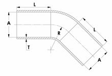 Load image into Gallery viewer, HPS HTSEC45-044 7/16&quot; ID 2-1/2&quot; 4-ply Black Silicone 45 Deg. Elbow Coupler Hose