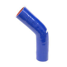 Load image into Gallery viewer, HPS HTSEC45-025 1/4&quot; ID 2-1/2&quot; 4-ply Blue Silicone 45 Degree Elbow Coupler Hose